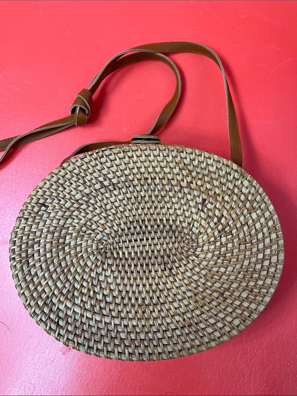 Woven Round Crossbody Bag - Tan 9wx7hx2-1/2d